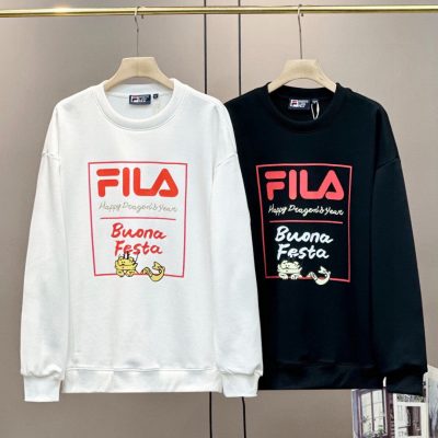 High Quality Fila Hoodie Black Casual Luxury