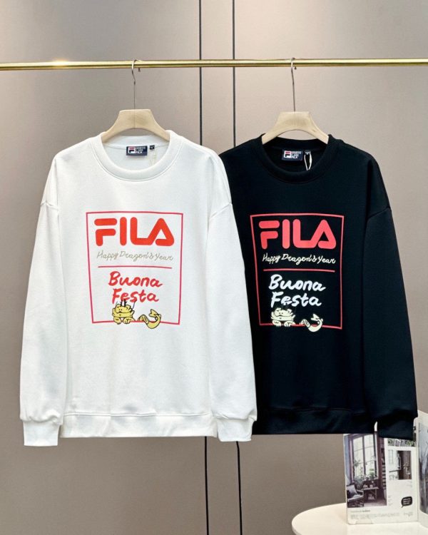 High Quality Fila Hoodie Black Casual Luxury