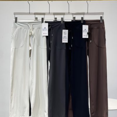 Luxury Lululemon Straight-Leg Pants Black Spandex Logo Collection