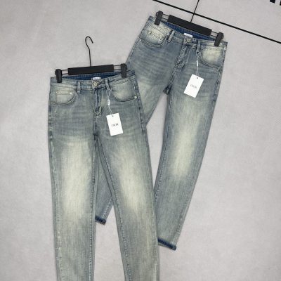 Premium Dior Jeans Gray Leather Casual Collection