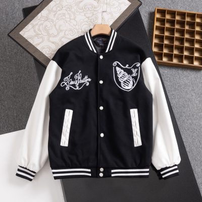 Premium Louis Vuitton Coats Black Embroidered Style
