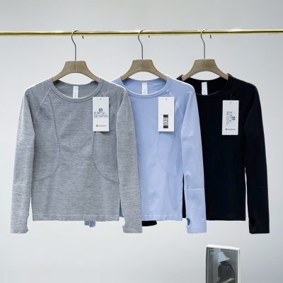 High Quality Lululemon Long Sleeves Black Knit Jacquard Style