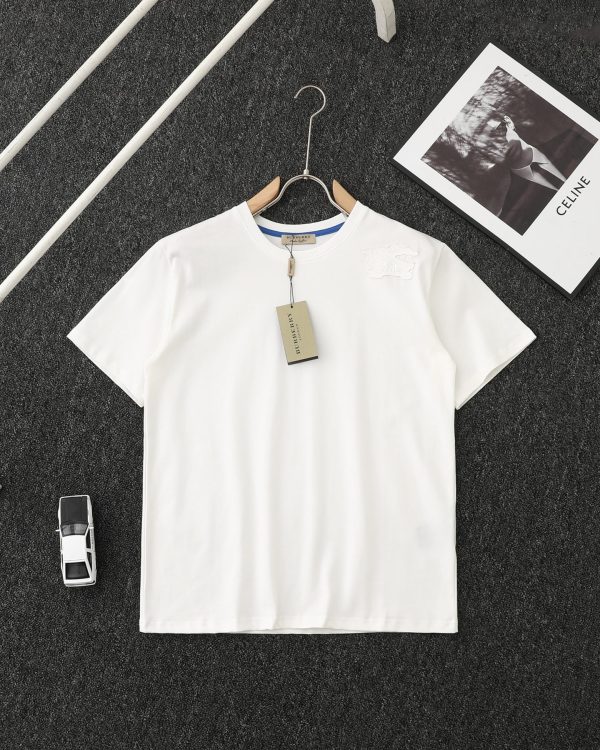 Luxury Burberry Short Sleeves White Embroidered Collection
