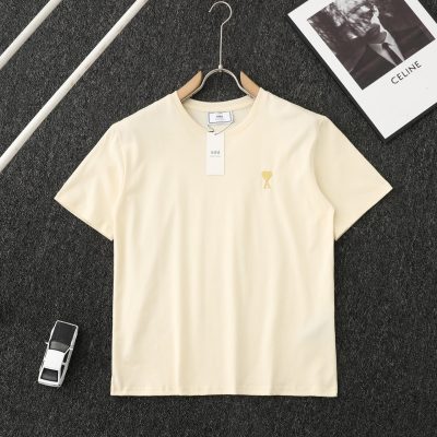 Premium Ami Short-Sleeved Shirt White Cotton Classic Luxury