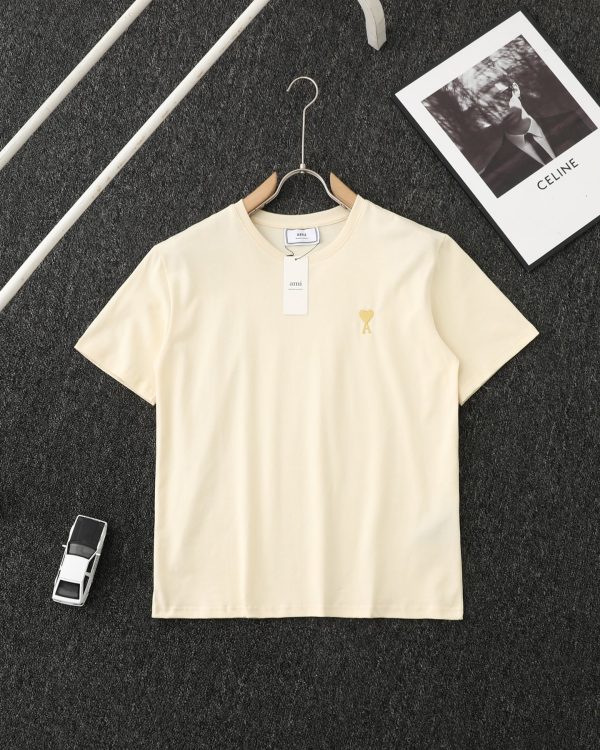 Premium Ami Short-Sleeved Shirt White Cotton Classic Luxury