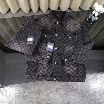 Premium Louis Vuitton Jackets Black Denim Gradient Collection