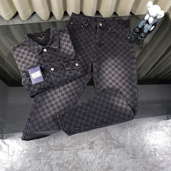 High Quality Louis Vuitton Jeans Black Denim Washed Style