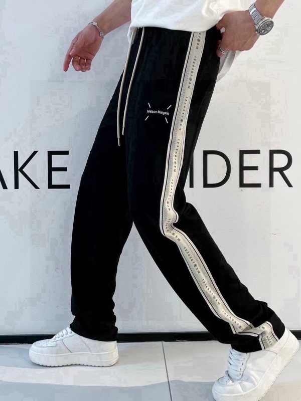 Luxury Margiela Trousers Black Embroidered Collection