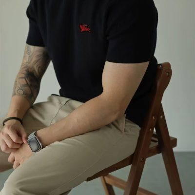 High Quality Burberry Short Sleeves Black Silk Breathable Collection