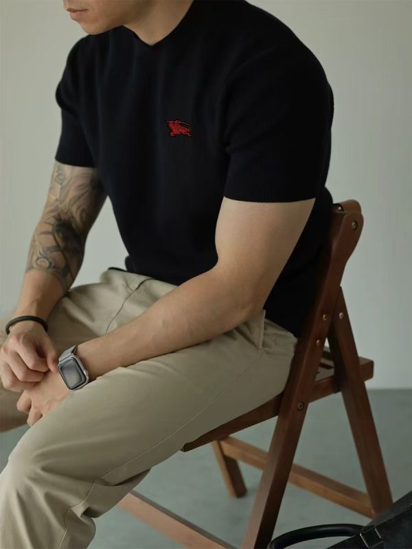 High Quality Burberry Short Sleeves Black Silk Breathable Collection