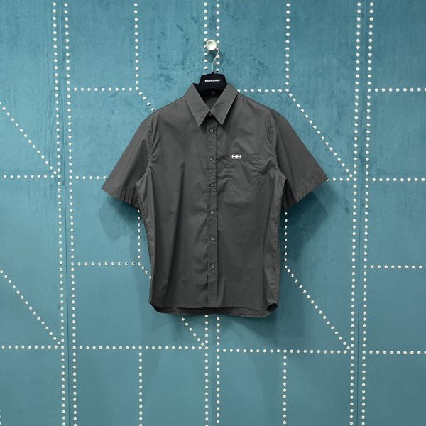 Luxury Balenciaga Short Sleeves Black Cotton Embroidery Style