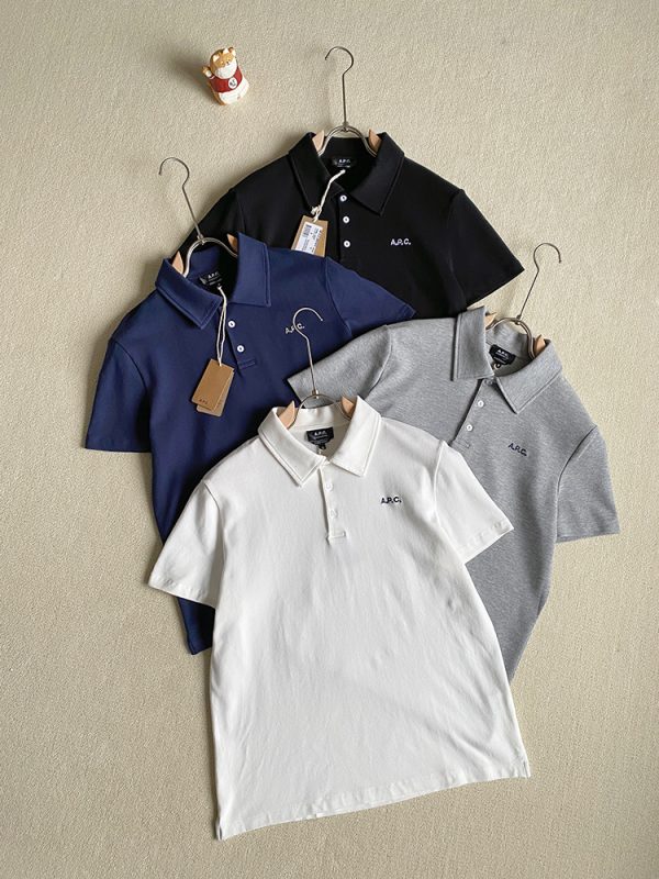 Luxury A.P.C. Polo Shirt Black Cotton Minimalist Style