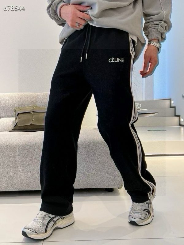 Premium Quality Celine Sweatpants Black Knit Embroidery Collection