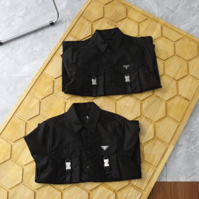 Premium Prada Short-Sleeved Shirts Black Nylon Style