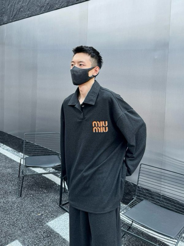 Premium Miu Miu Hoodie Black Suede Embroidered Luxury