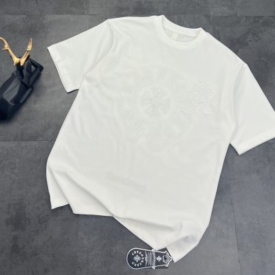 Luxury Chrome Hearts Short Sleeves Black Cotton Washed Style