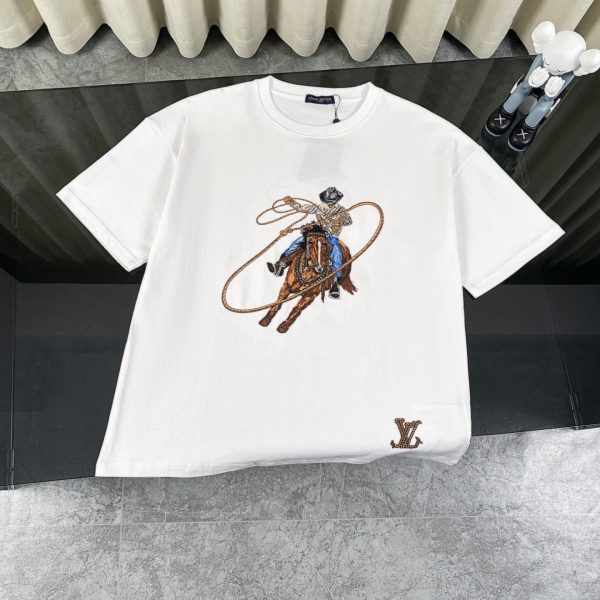 Best Selling Louis Vuitton Short-Sleeved Shirt White Cotton Embroidery Collection
