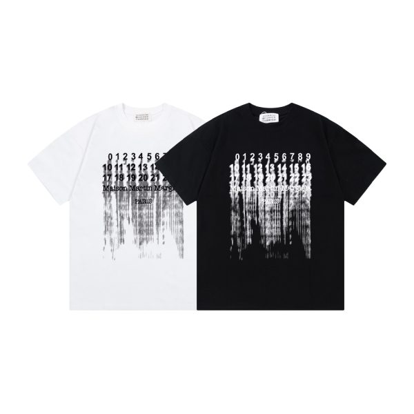 Luxury Margiela Short Sleeves Black Cotton Logo Style