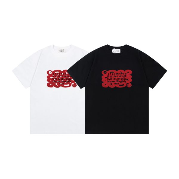 High Quality Margiela Short Sleeves Black Cotton Logo Collection