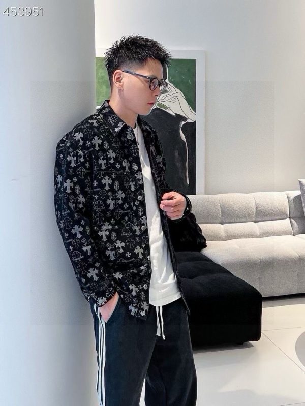 High Quality Chrome Hearts Shirts Black Denim Jacquard Collection