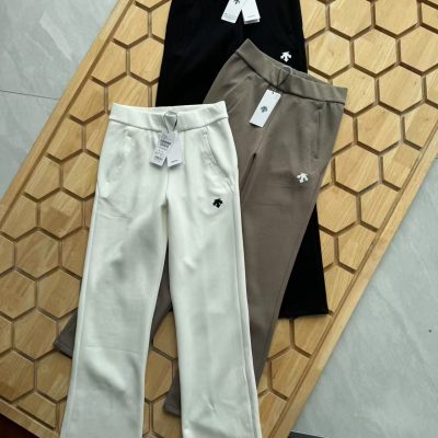 Premium Descente Pants Black Knit Patchwork Luxury