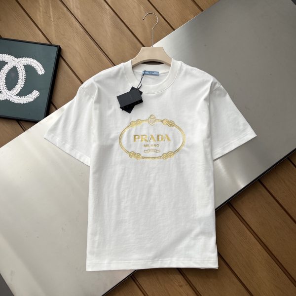 Luxury Prada T-Shirts Black Cotton Washed Style