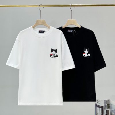 Best Selling Fila Short Sleeves Black Cotton Print Collection