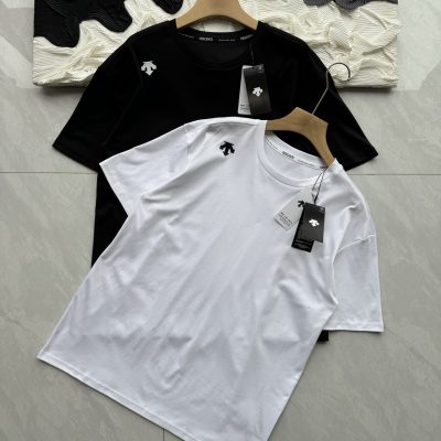 Best Selling Descente Short Sleeves Black Cotton Classic Luxury