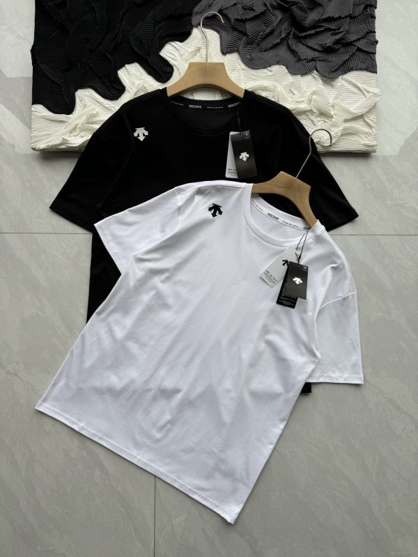 Best Selling Descente Short Sleeves Black Cotton Classic Luxury