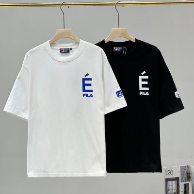 Premium Quality Fila Short Sleeves Black Cotton Casual Style