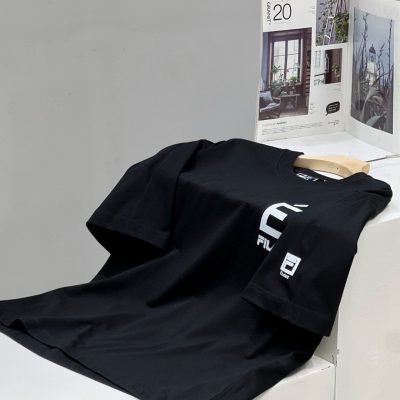 High Quality Fila Short Sleeves Black Cotton Print Collection