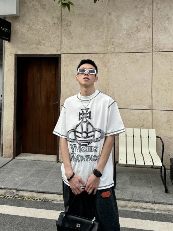 Luxury Vivienne Westwood Short Sleeves White Print Style