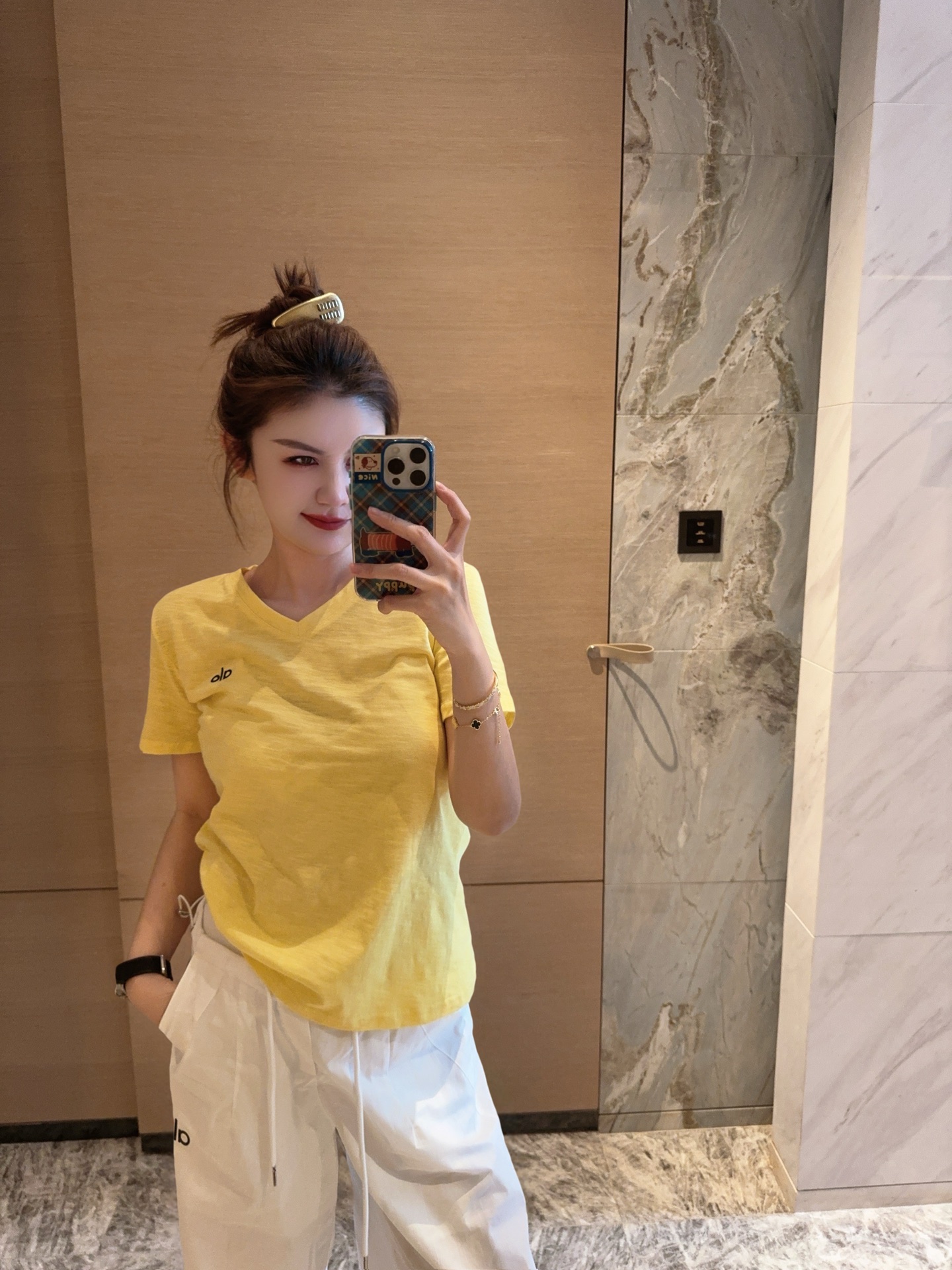 Premium Quality Alo Short Sleeves Black Cotton Jacquard Style