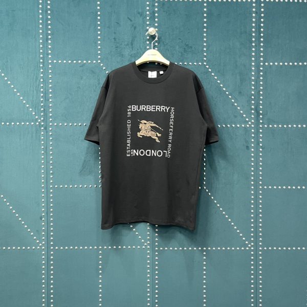 Premium Quality Burberry Short Sleeves Gold Cotton Print Style
