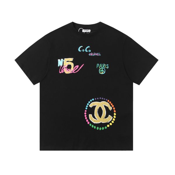 Premium Chanel Short Sleeves Black Logo Style