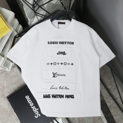 Luxury Louis Vuitton Short-Sleeved Shirt Black Cotton Patchwork Collection
