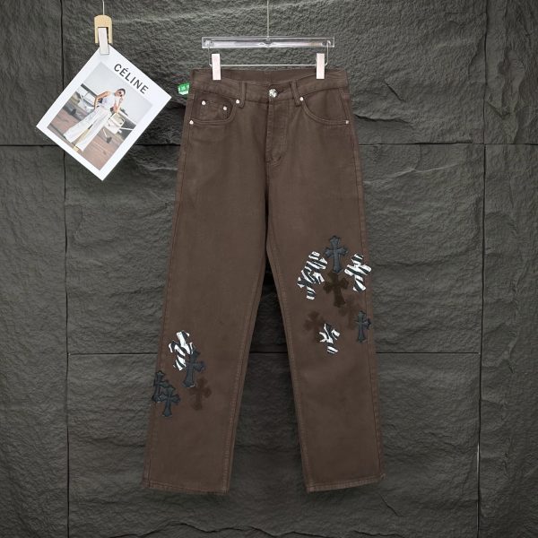 Premium Quality Chrome Hearts Jeans Brown Print Collection