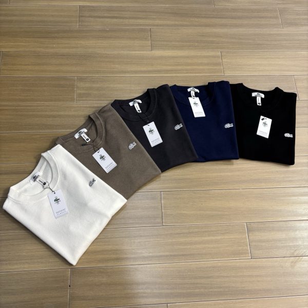 High Quality Lacoste Short Sleeves White Cotton Embroidery Style
