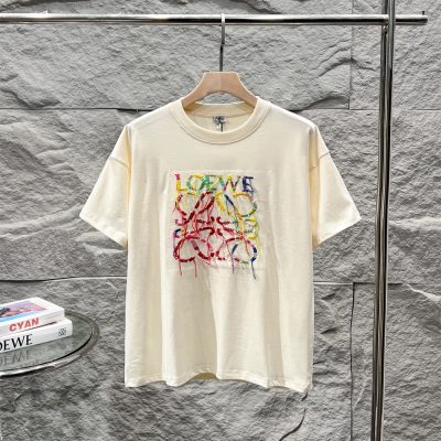 High Quality Loewe Short Sleeves Black Cotton Gradient Luxury