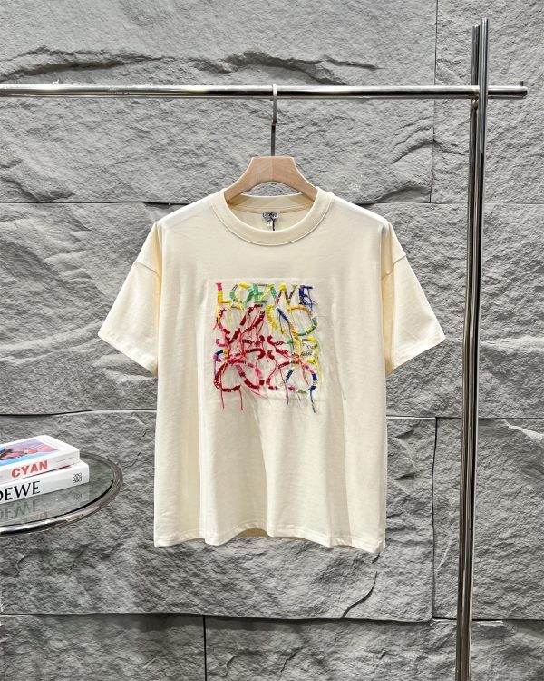High Quality Loewe Short Sleeves Black Cotton Gradient Luxury