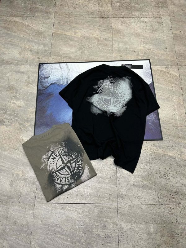 High Quality Stone Island Short Sleeves Black Cotton Solid Luxury
