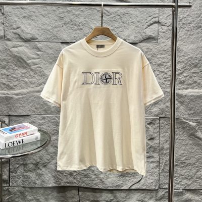 Best Selling Dior Short Sleeves Black Cotton Logo Collection