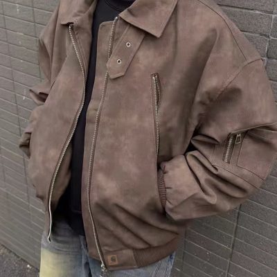 Premium Carhartt Jackets Brown Leather Retro Collection