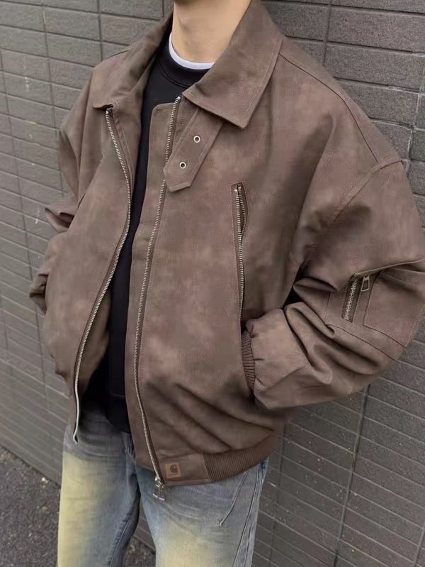 Premium Carhartt Jackets Brown Leather Retro Collection