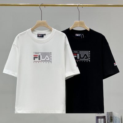 Premium Quality Fila Short Sleeves Black Cotton Classic Luxury