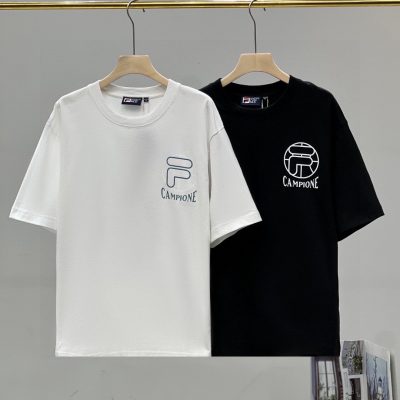 High Quality Fila Short Sleeves Black Cotton Classic Style