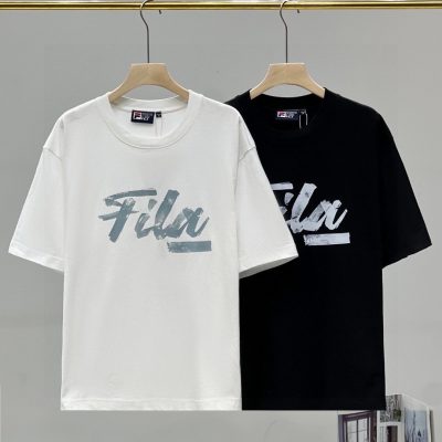 Premium Quality Fila Short Sleeves Black Cotton Classic Collection