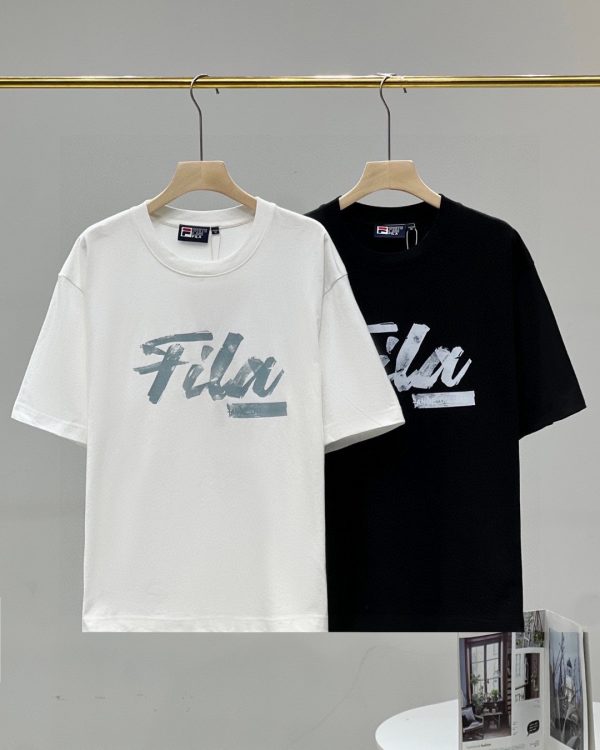 Premium Quality Fila Short Sleeves Black Cotton Classic Collection