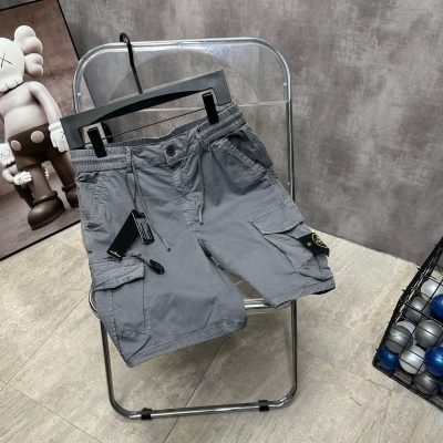 Premium Stone Island Shorts Black Cotton Casual Luxury