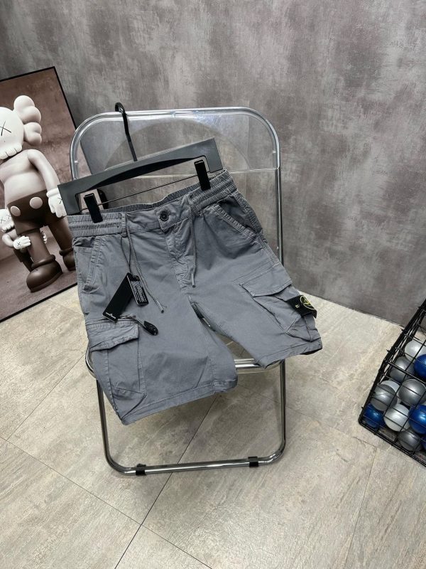 Premium Stone Island Shorts Black Cotton Casual Luxury
